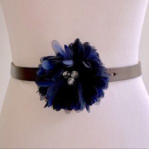 🌺Hollister🌺 Leather Belt with Decorative Blue Flower and Gemstones